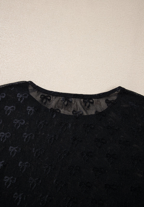 Bow Round Neck Long Sleeve Top - Velora Luxury Fashion