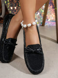 Bow Round Toe Flats Slip-Ons - Velora Luxury Fashion