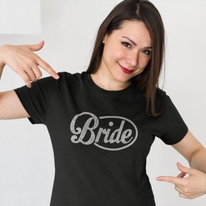 Bride in Circle Rhinestone Shirt – Wedding Day Sparkle Bling Tee | Blingdazzel