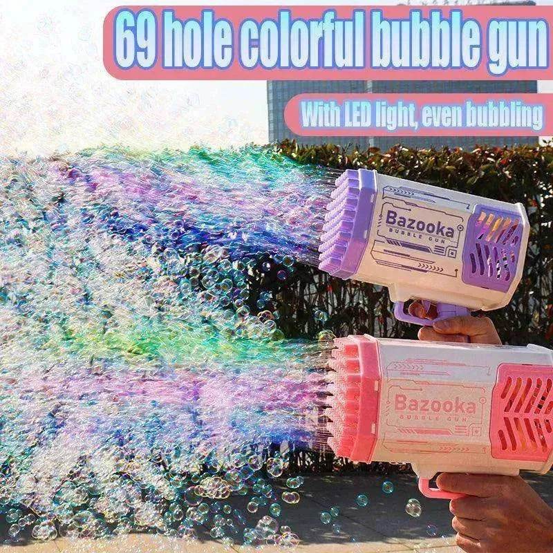 Bubble Gun Rocket 69 Holes Soap Blower With Light - Velora
