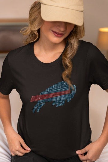 Rhinestone Buffalo Bills Fan Shirt – Sparkle NFL Bling Apparel | Bling Dazzel