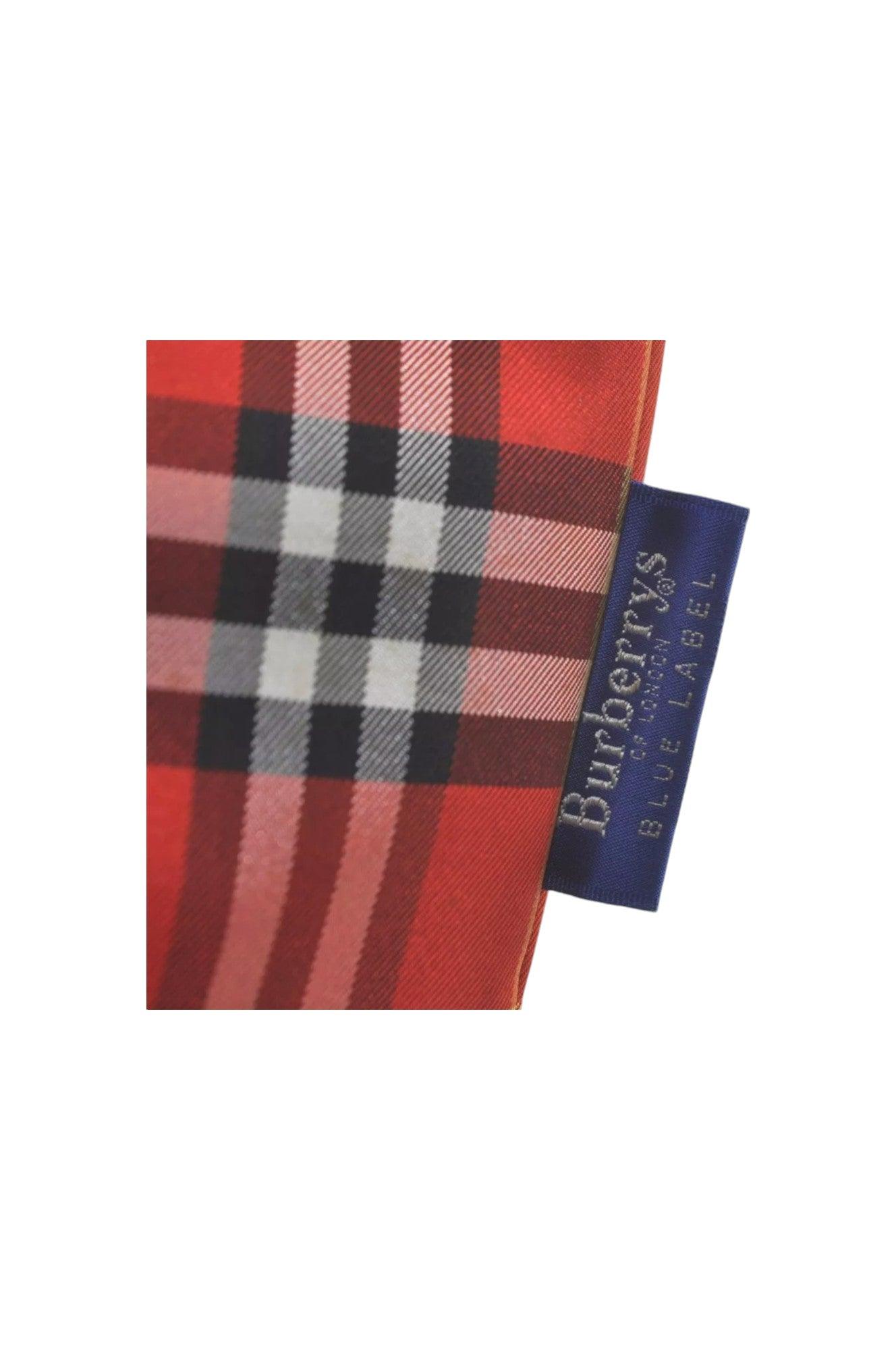 Burberry BLUE LABEL Check Shoulder Tote Bag Nylon Leather Red 9373K - Velora Luxury Fashion