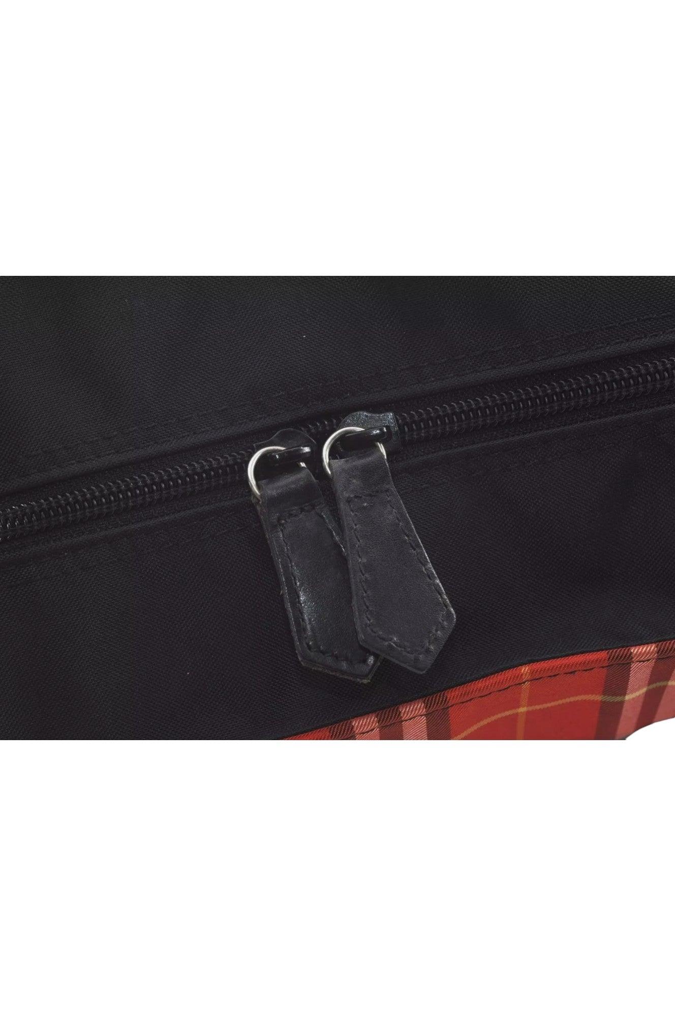 Burberry BLUE LABEL Check Shoulder Tote Bag Nylon Leather Red 9373K - Velora Luxury Fashion