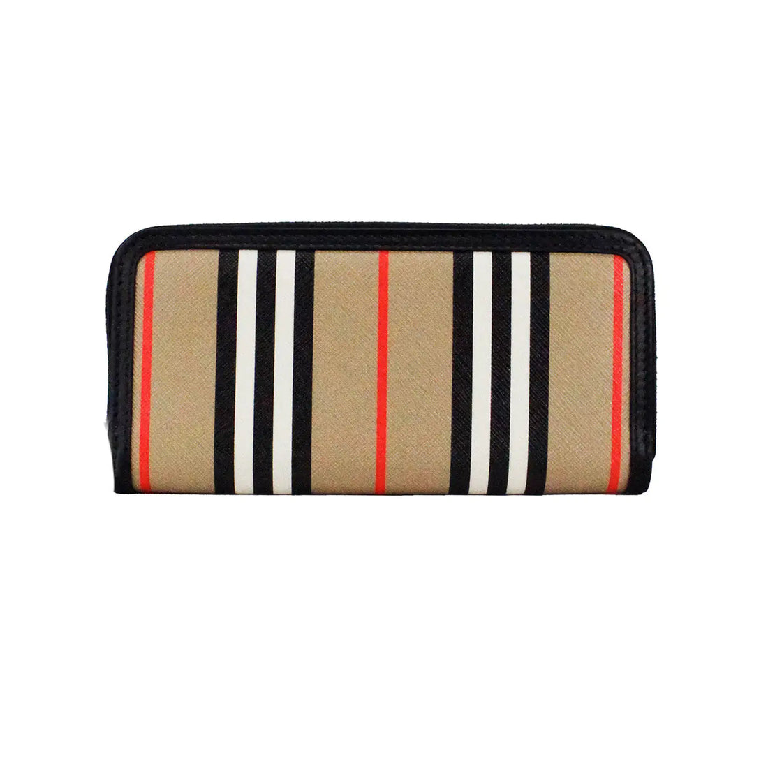Burberry Ellerby Black Icon Stripe Canvas Zip Continental Wallet - Velora Luxury Fashion