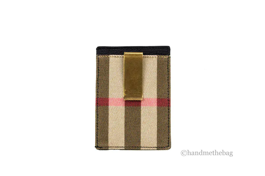 Burberry House Check Chase Black Leather Money Card Case - Velora Luxury Fashion