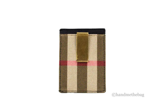 Burberry House Check Chase Black Leather Money Card Case - Velora Luxury Fashion