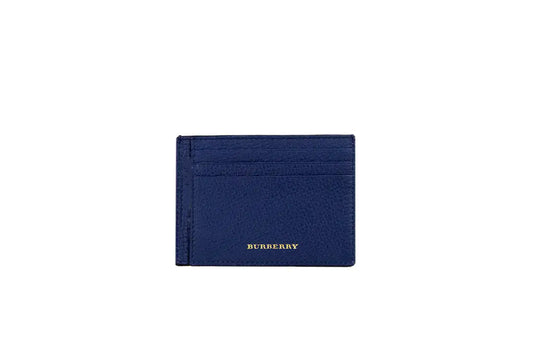 Burberry House Check Chase Blue Leather Money Card Case - Velora Luxury Fashion