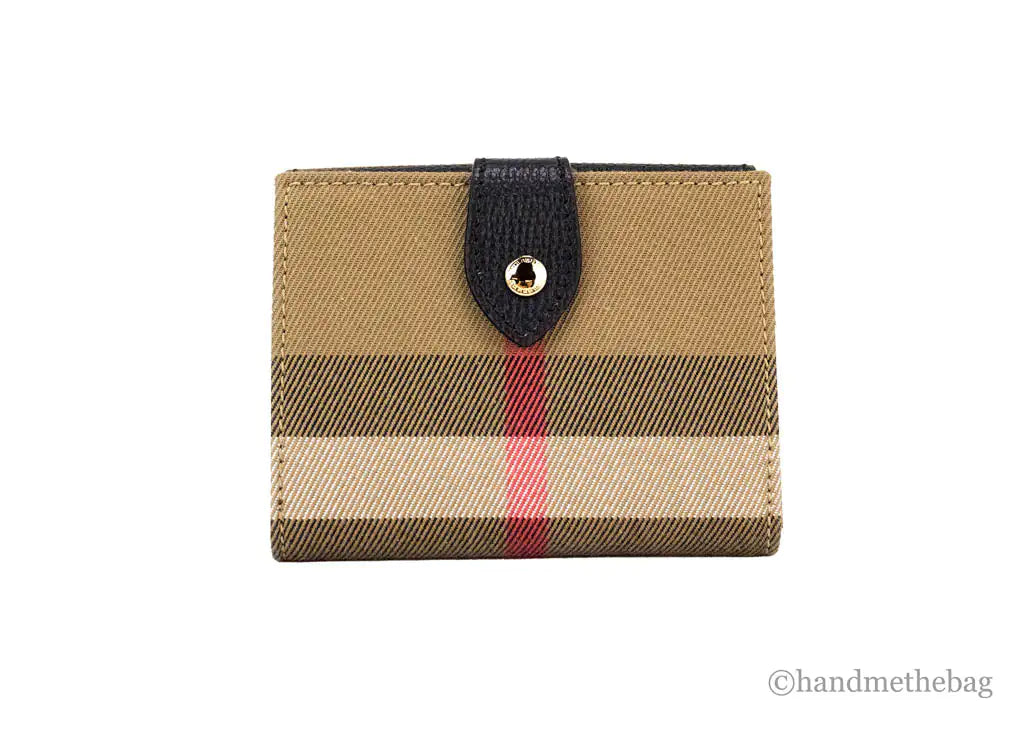 Burberry Luna Black Leather House Check Coin Pouch Wallet - Velora Luxury Fashion