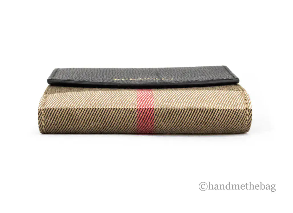 Burberry Luna Black Leather House Check Coin Pouch Wallet - Velora Luxury Fashion