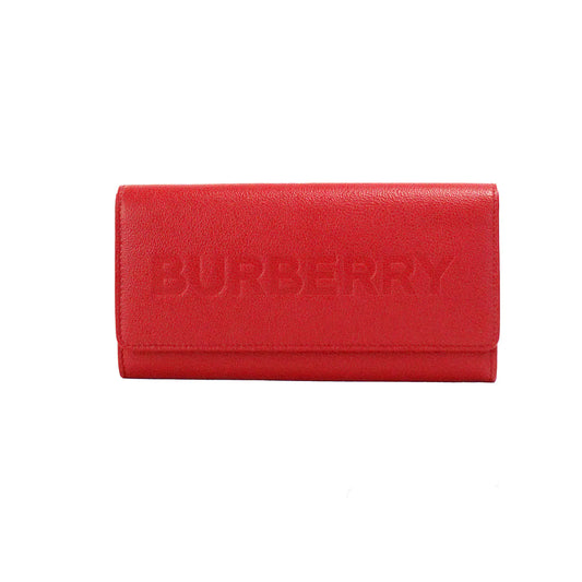 Burberry Porter Red Leather Branded Embossed Clutch Flap Wallet - Velora Luxury Fashion