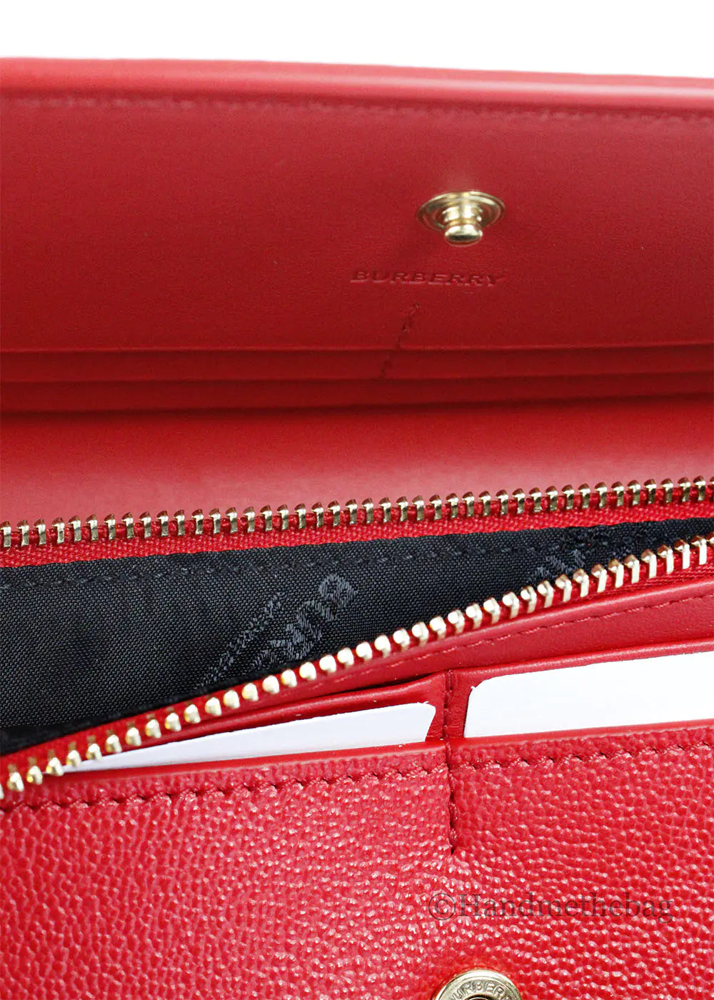 Burberry Porter Red Leather Branded Embossed Clutch Flap Wallet - Velora Luxury Fashion