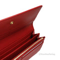 Burberry Porter Red Leather Branded Embossed Clutch Flap Wallet - Velora Luxury Fashion