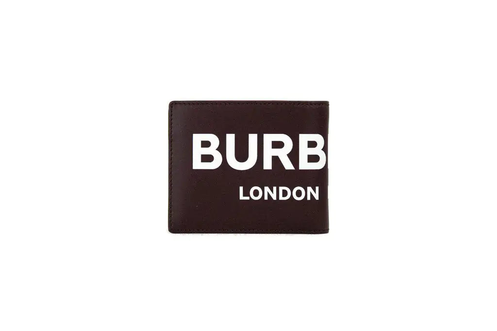 Burberry Ronan Oxblood Printed Smooth Leather Logo Bifold Wallet - Velora Luxury Fashion