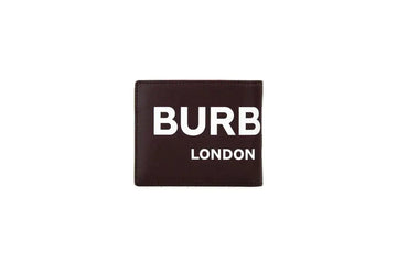 Burberry Ronan Oxblood Printed Smooth Leather Logo Bifold Wallet - Velora Luxury Fashion