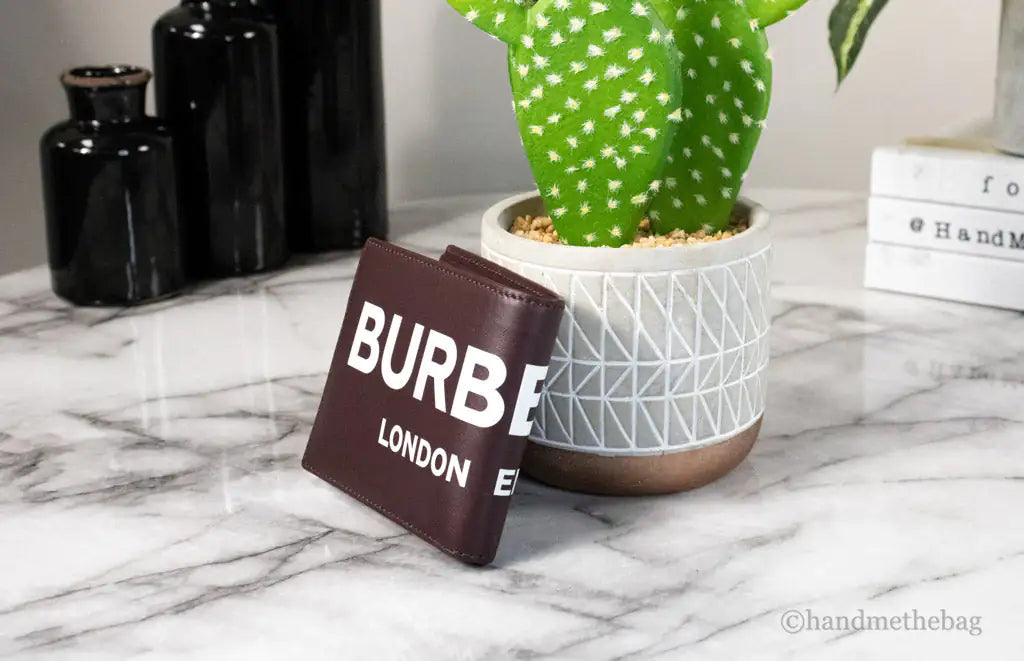 Burberry Ronan Oxblood Printed Smooth Leather Logo Bifold Wallet - Velora Luxury Fashion