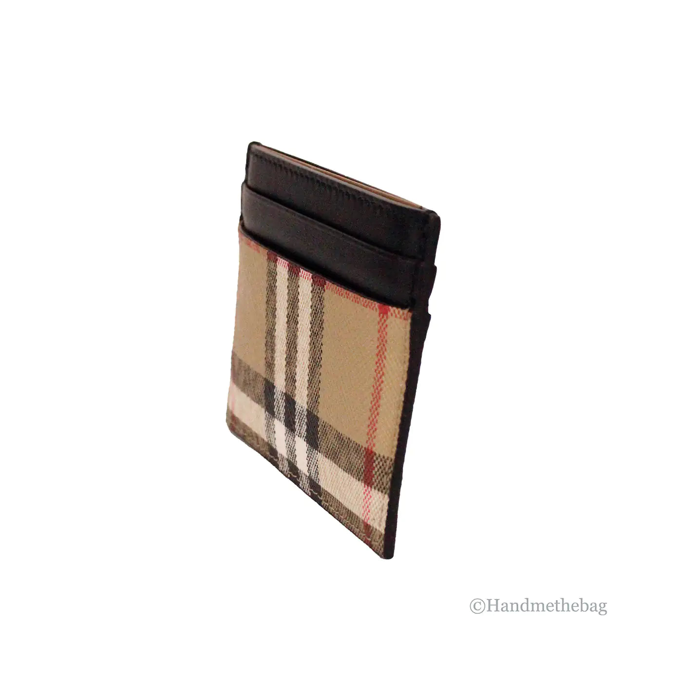 Burberry Sandon Black Canvas Check Leather Card Case Wallet - Velora Luxury Fashion
