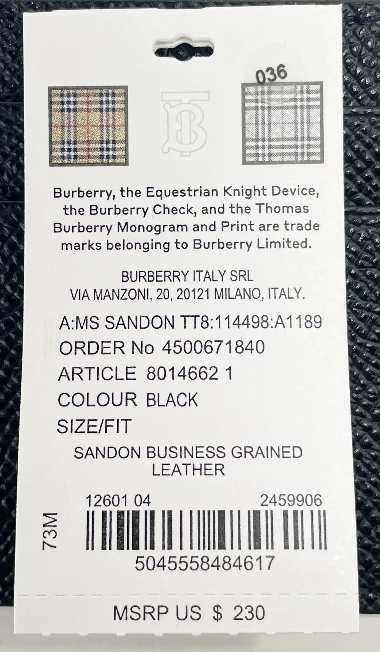 Burberry Sandon Grained Leather Card Case Wallet - Velora Luxury Fashion