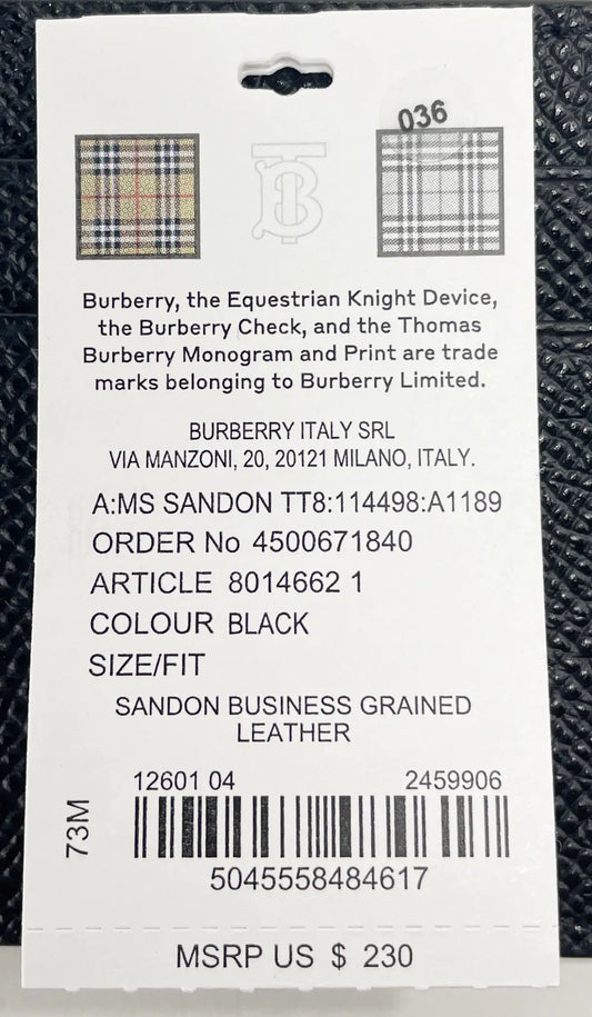 Burberry Sandon Grained Leather Card Case Wallet - Velora Luxury Fashion