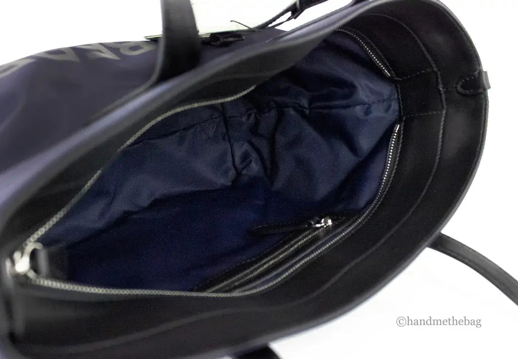 Burberry Small Navy Blue Branded Econyl Nylon Tote Bag - Velora Luxury Fashion