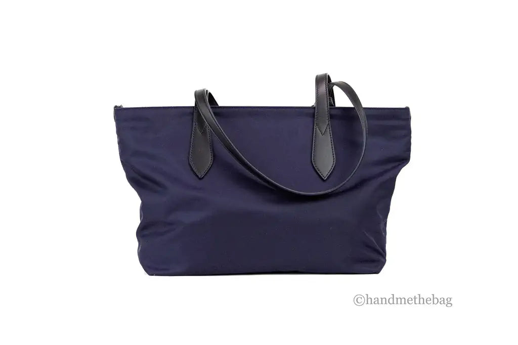 Burberry Small Navy Blue Branded Econyl Nylon Tote Bag - Velora Luxury Fashion