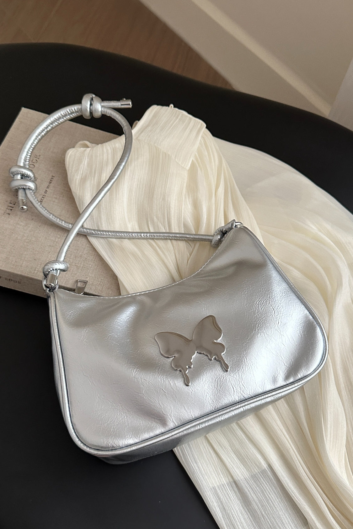Butterfly PU Leather Knotted Strap Shoulder Bag - Velora Luxury Fashion