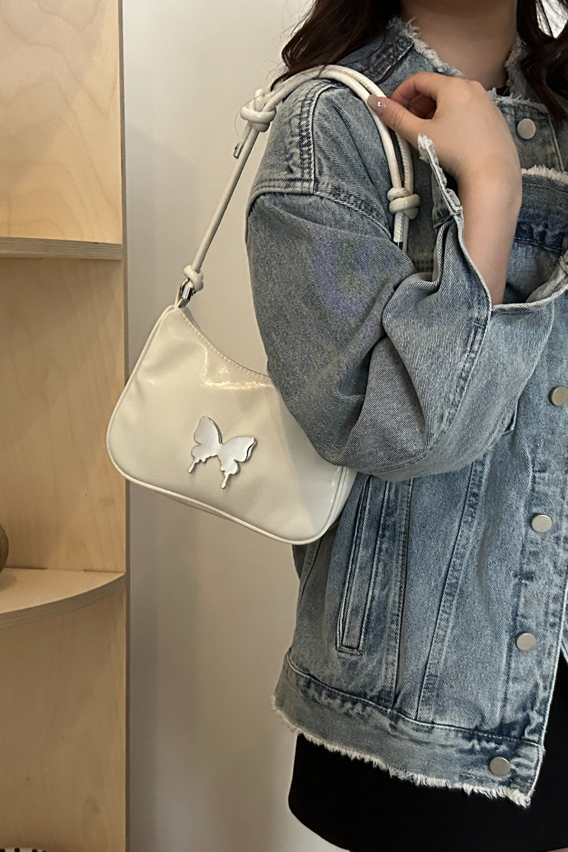 Butterfly PU Leather Knotted Strap Shoulder Bag - Velora Luxury Fashion