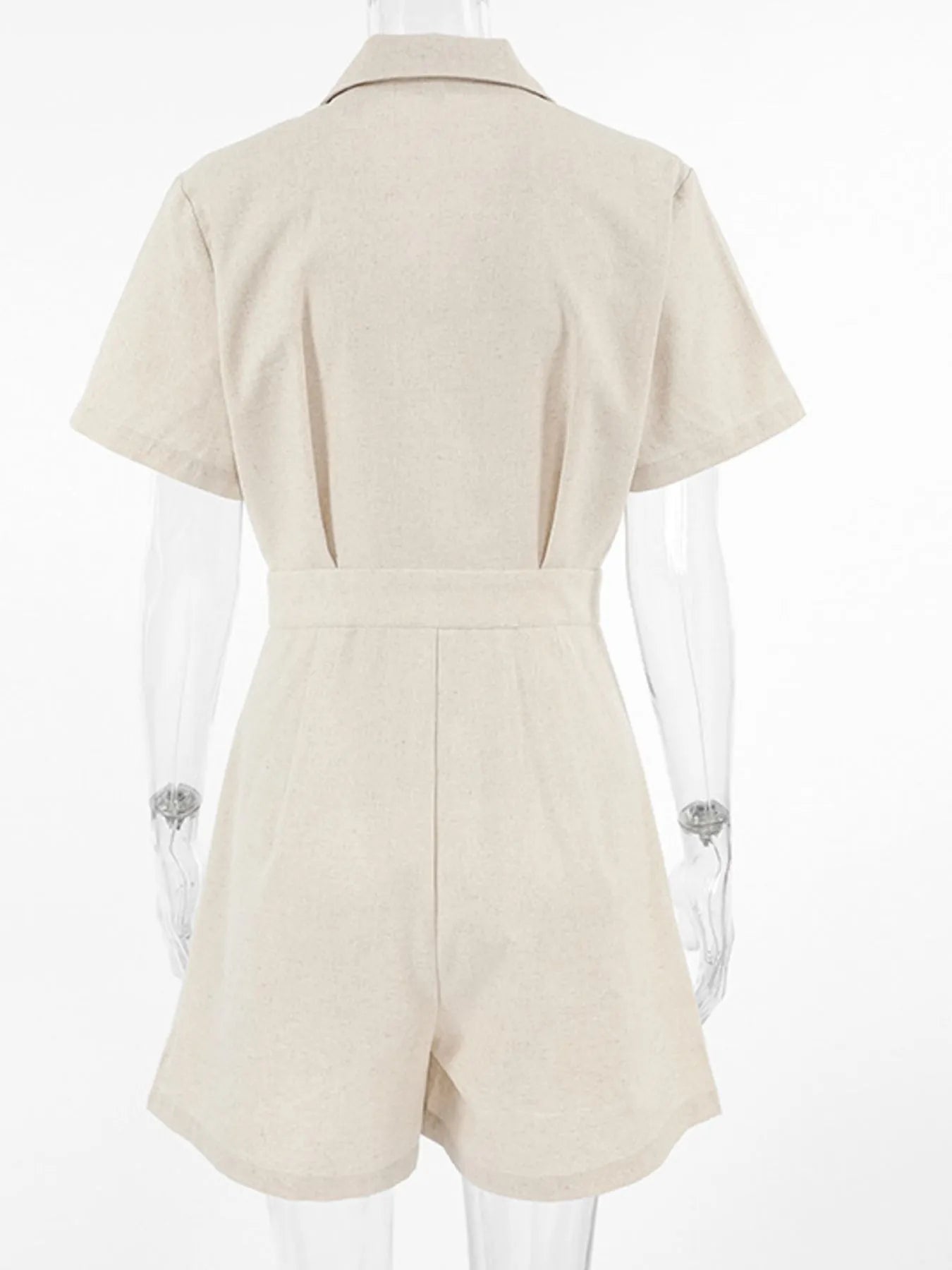 Button-Front Short Sleeve Romper - Velora Luxury Fashion