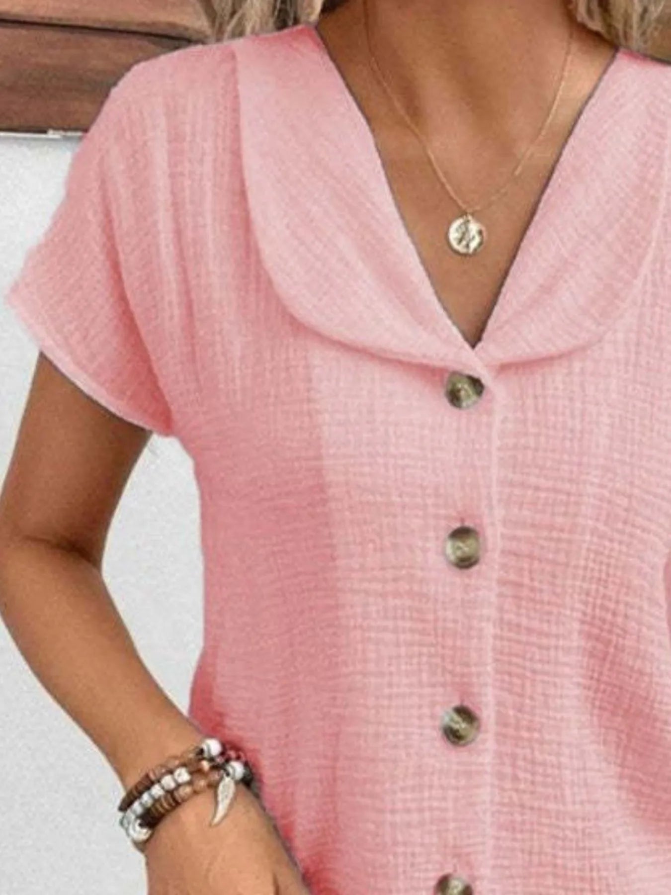 Button Up Short Sleeve Shirt - Velora Luxury Fashion