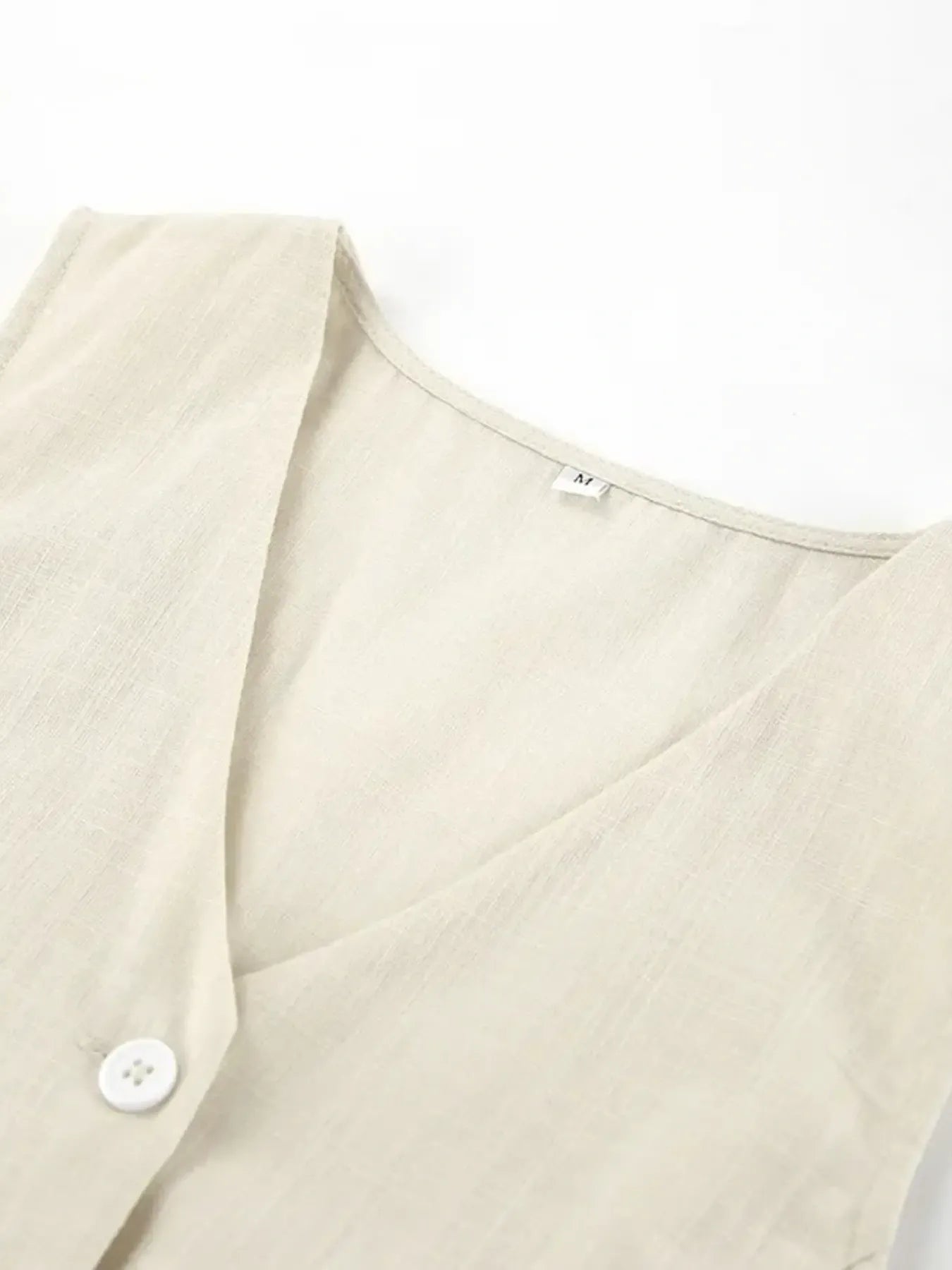 Button Up V-Neck Vest and Shorts Set - Velora Luxury Fashion