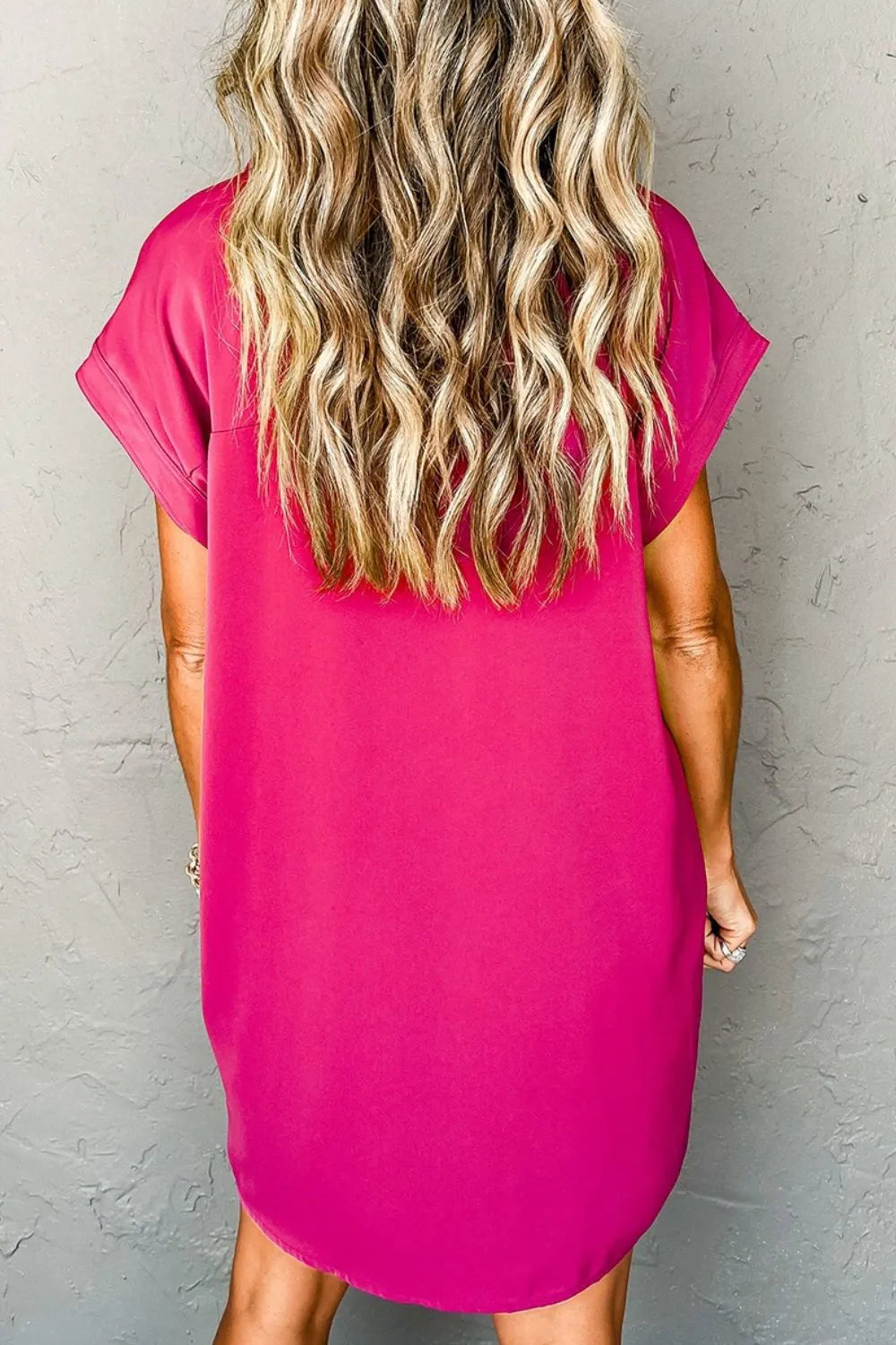 Buttoned Collared Neck Mini Shirt Dress - Velora Luxury Fashion