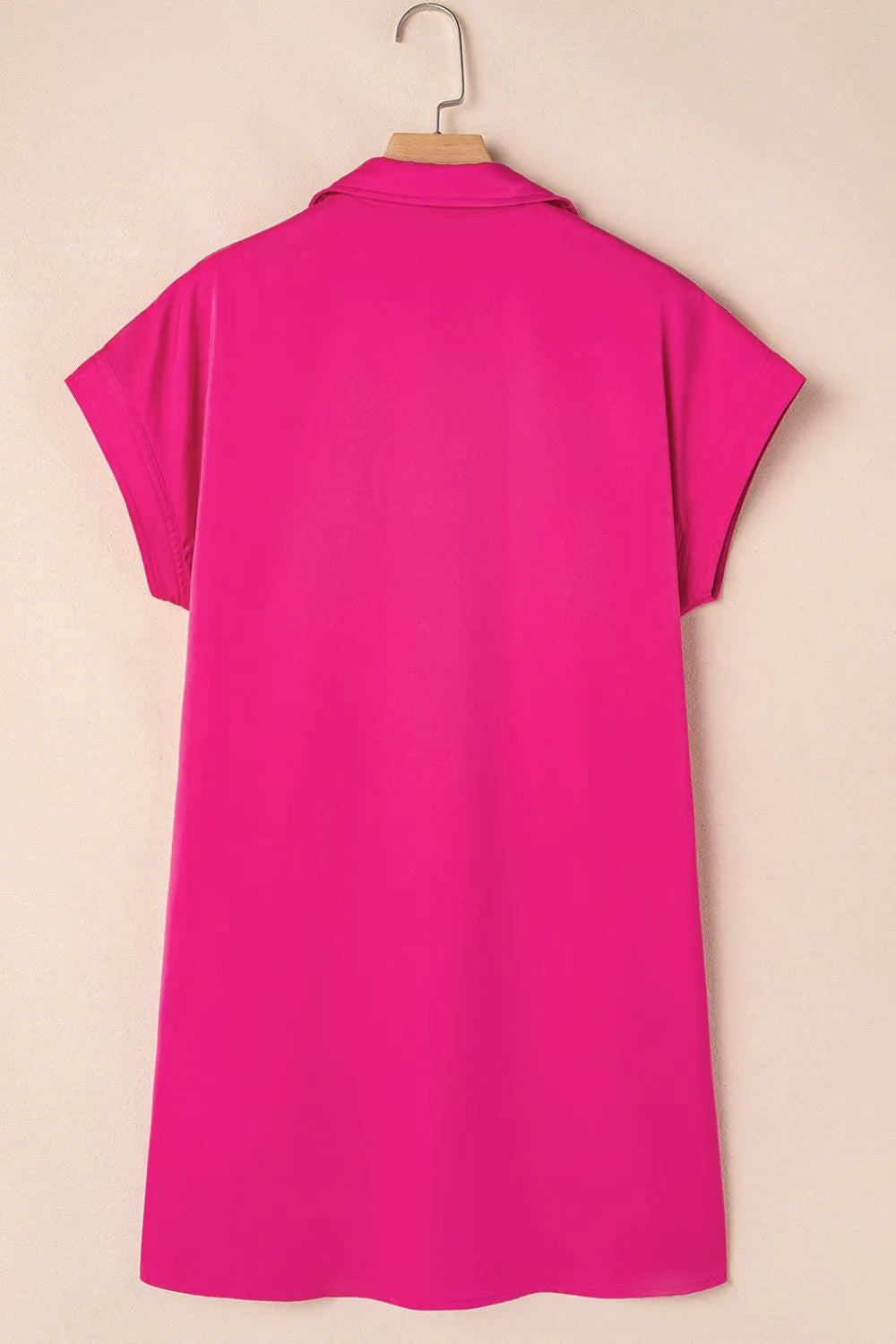 Buttoned Collared Neck Mini Shirt Dress - Velora Luxury Fashion