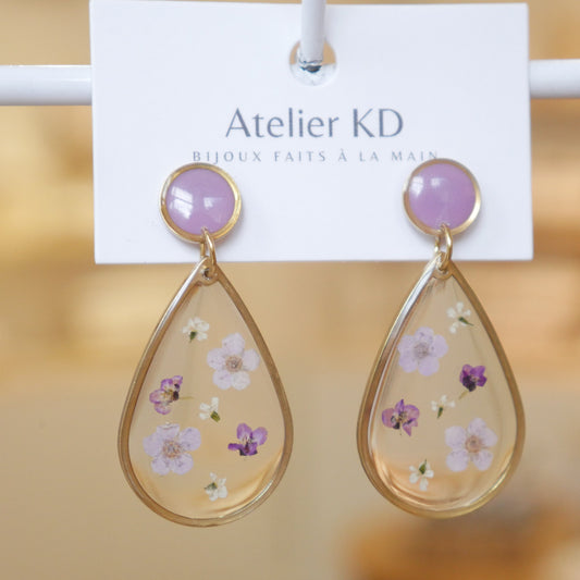Boucles d'oreilles Duo Violet - goute (XL 32mm) - Velora