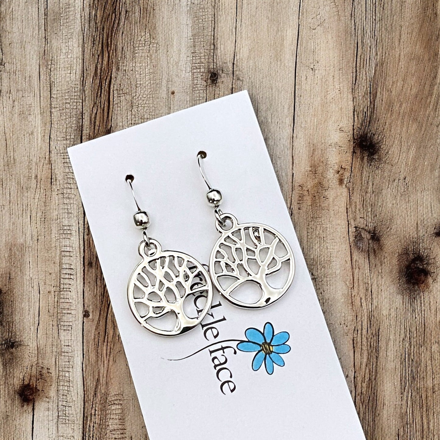 Tree Silhouette Dangle Earrings – Matte & Polished Silver Options - Velora