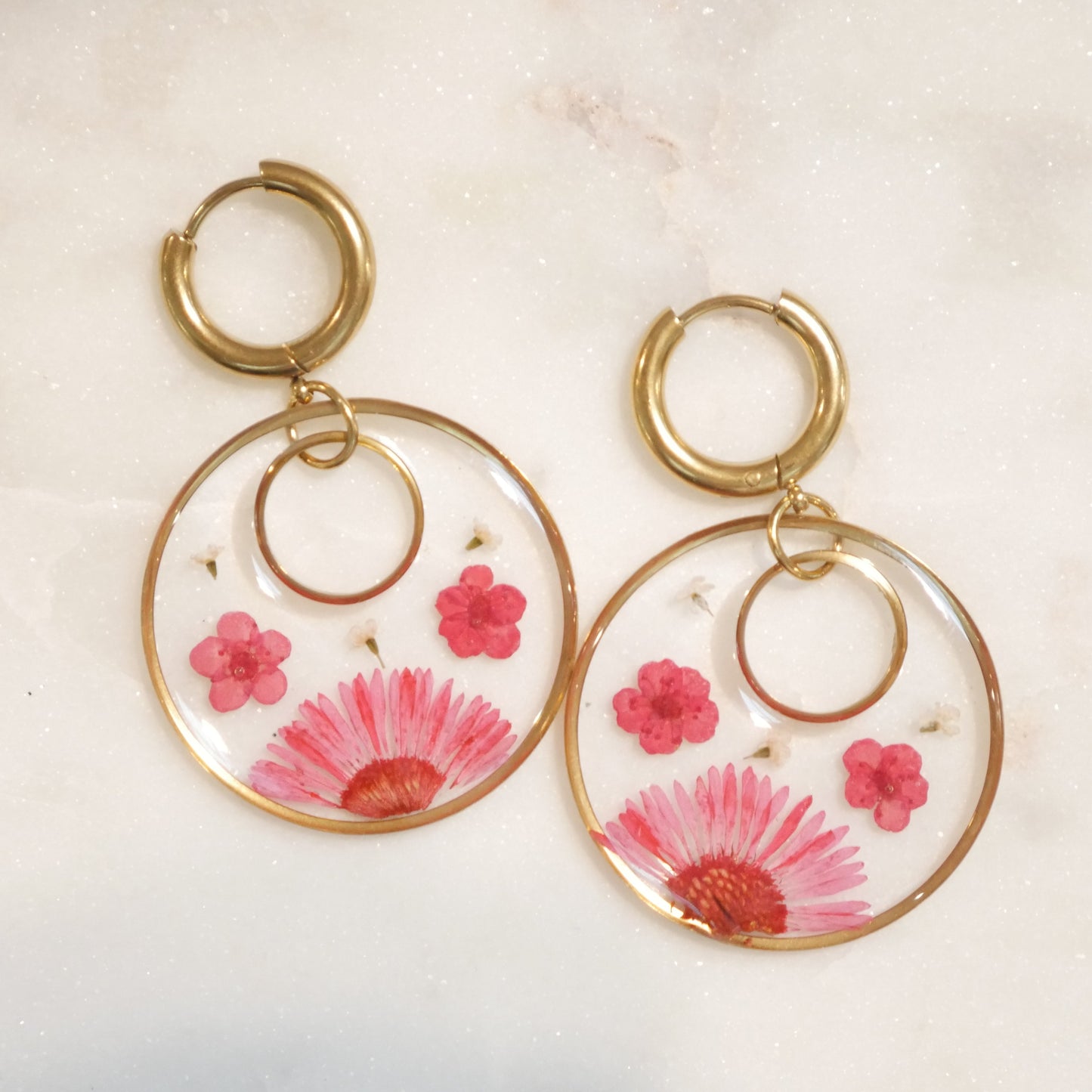 Boucles d'oreilles Thalia rouges - rond - (XL) - Velora