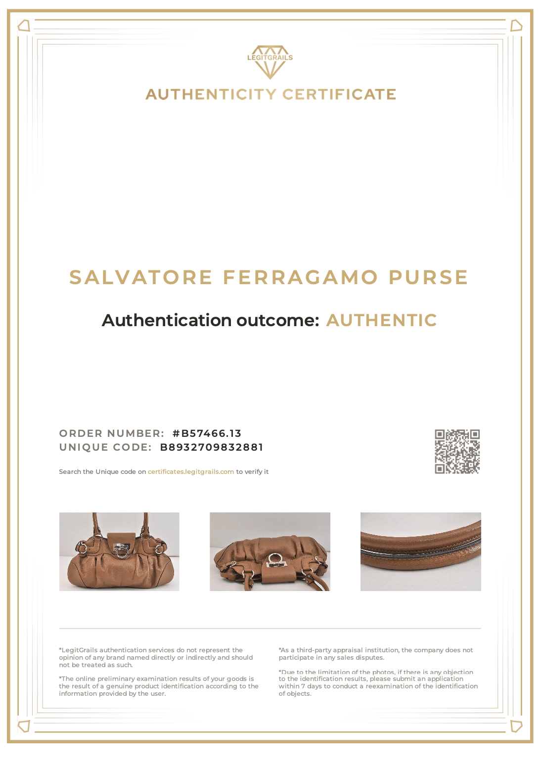 Salvatore Ferragamo Gancini Leather Shoulder Hand Bag Brown 7570K - Velora