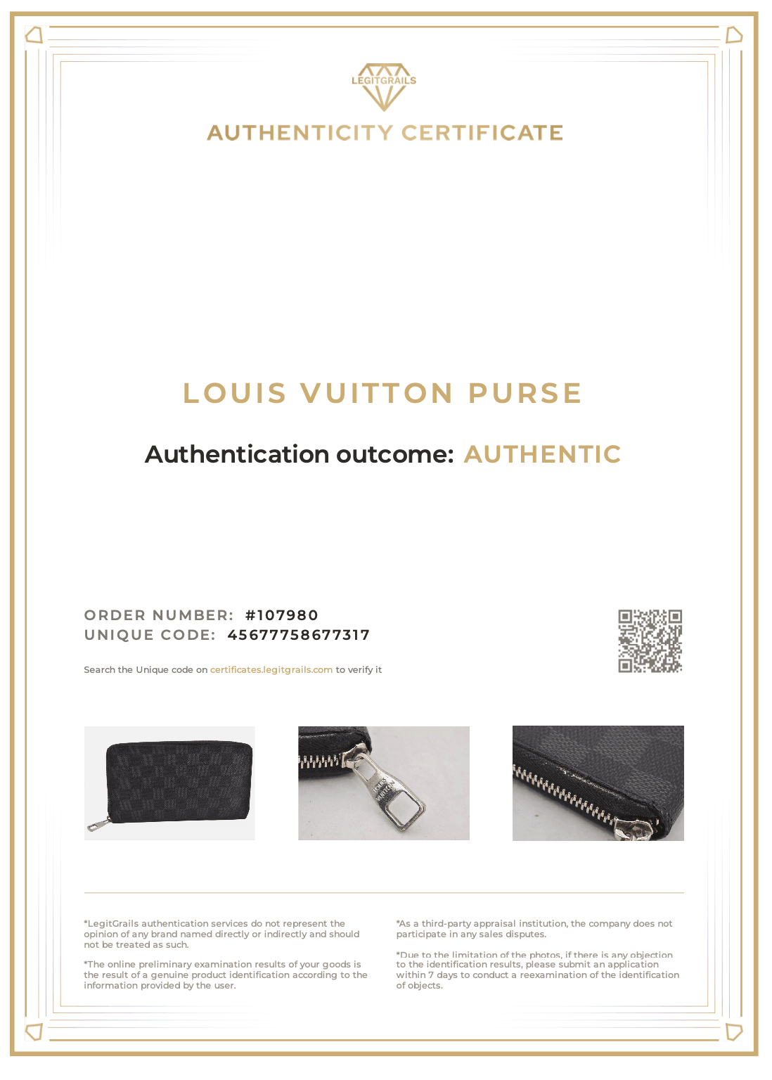 Louis Vuitton Damier Graphite Zippy Organizer Wallet N63077 LV 8122K - Velora