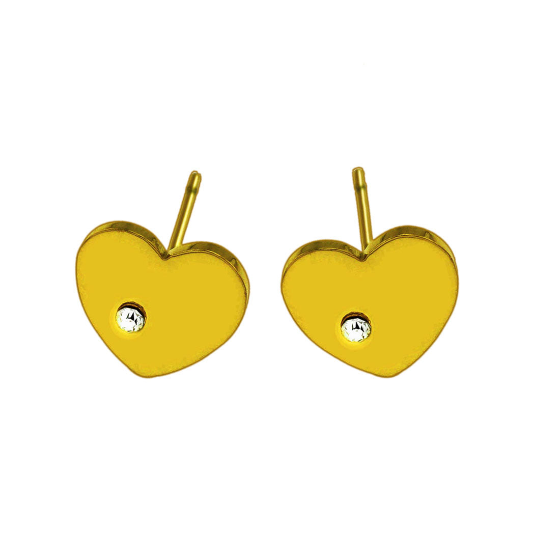 CUORE Gold: Heart Shaped Solitaire Zirconia Stud Earrings - Velora Luxury Fashion
