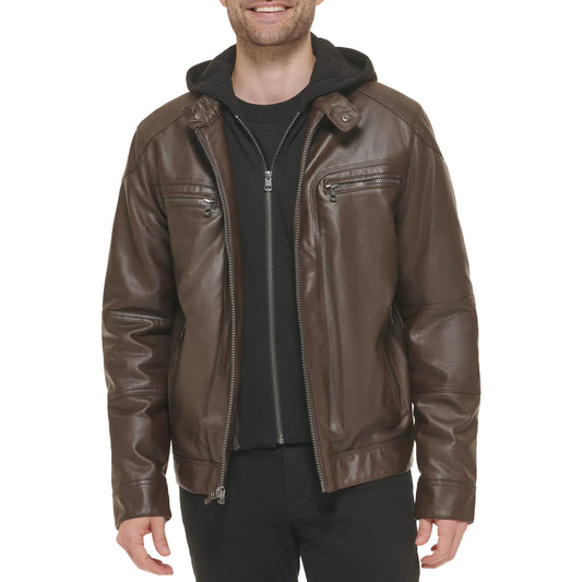 Calvin Klein Men’s Motorcycle Jacket With Removable Hoodie - Velora Luxury Fashion