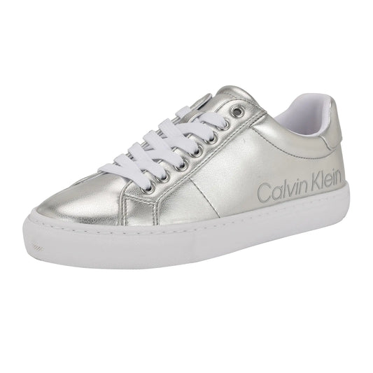 Calvin Klein Womens Camzy Sneaker Silver 040 9 - Velora Luxury Fashion