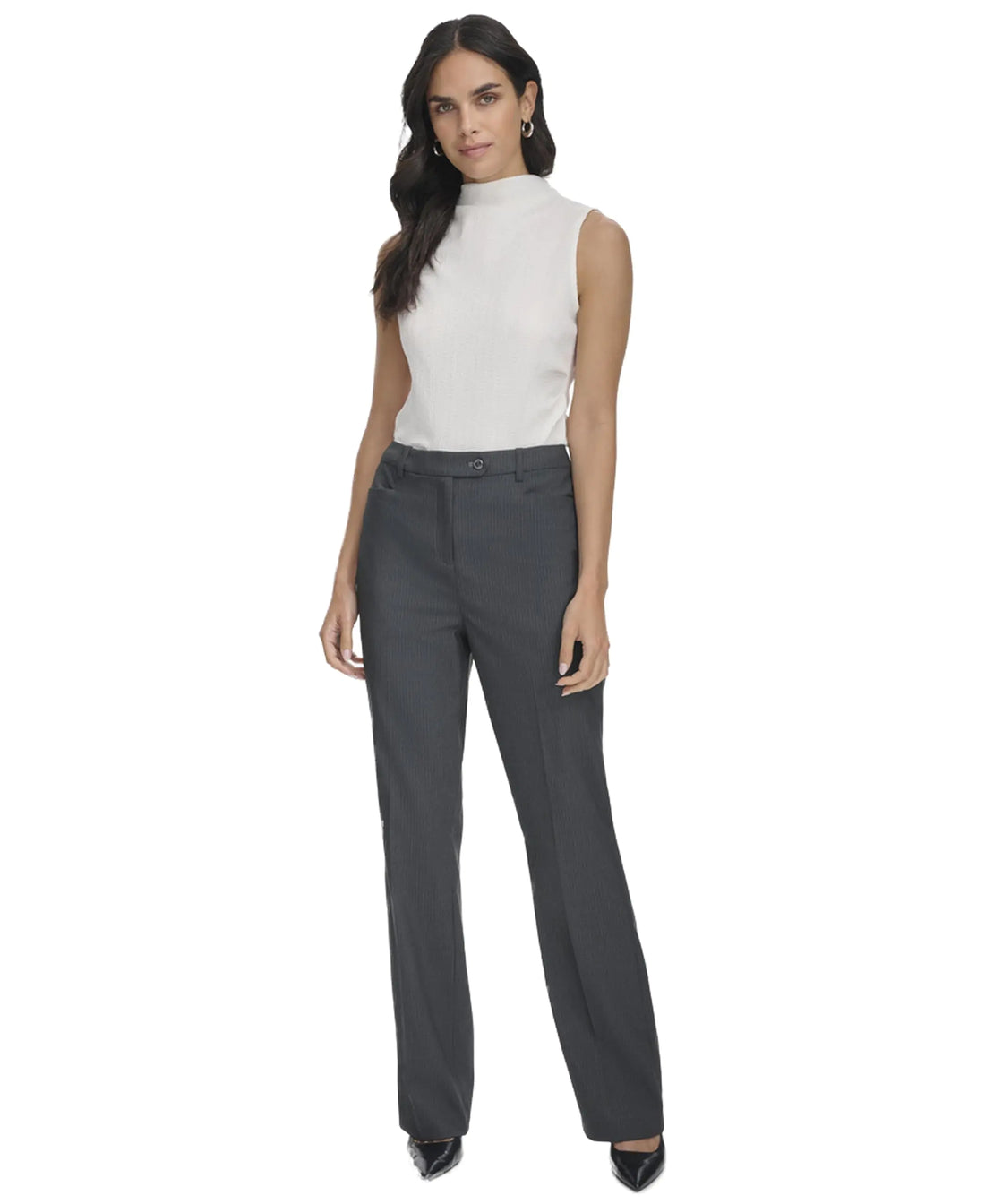 Calvin Klein Womens Suits PantCharcoal/Cream4 - Velora Luxury Fashion