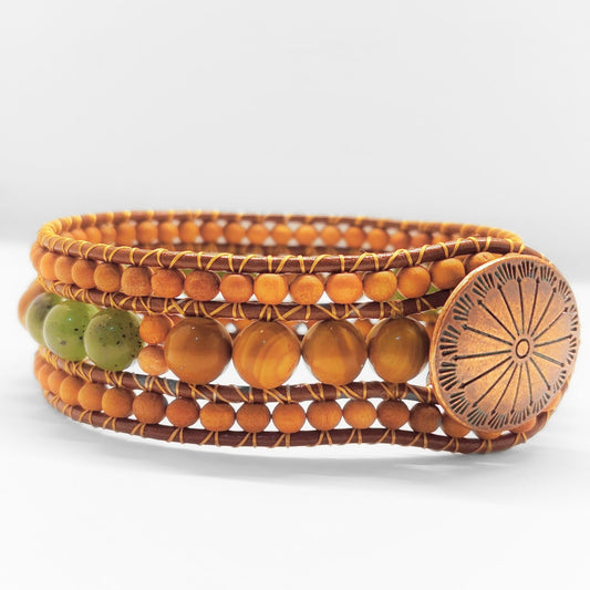 Canadian Jade & Sandalwood Cuff Bracelet - Velora