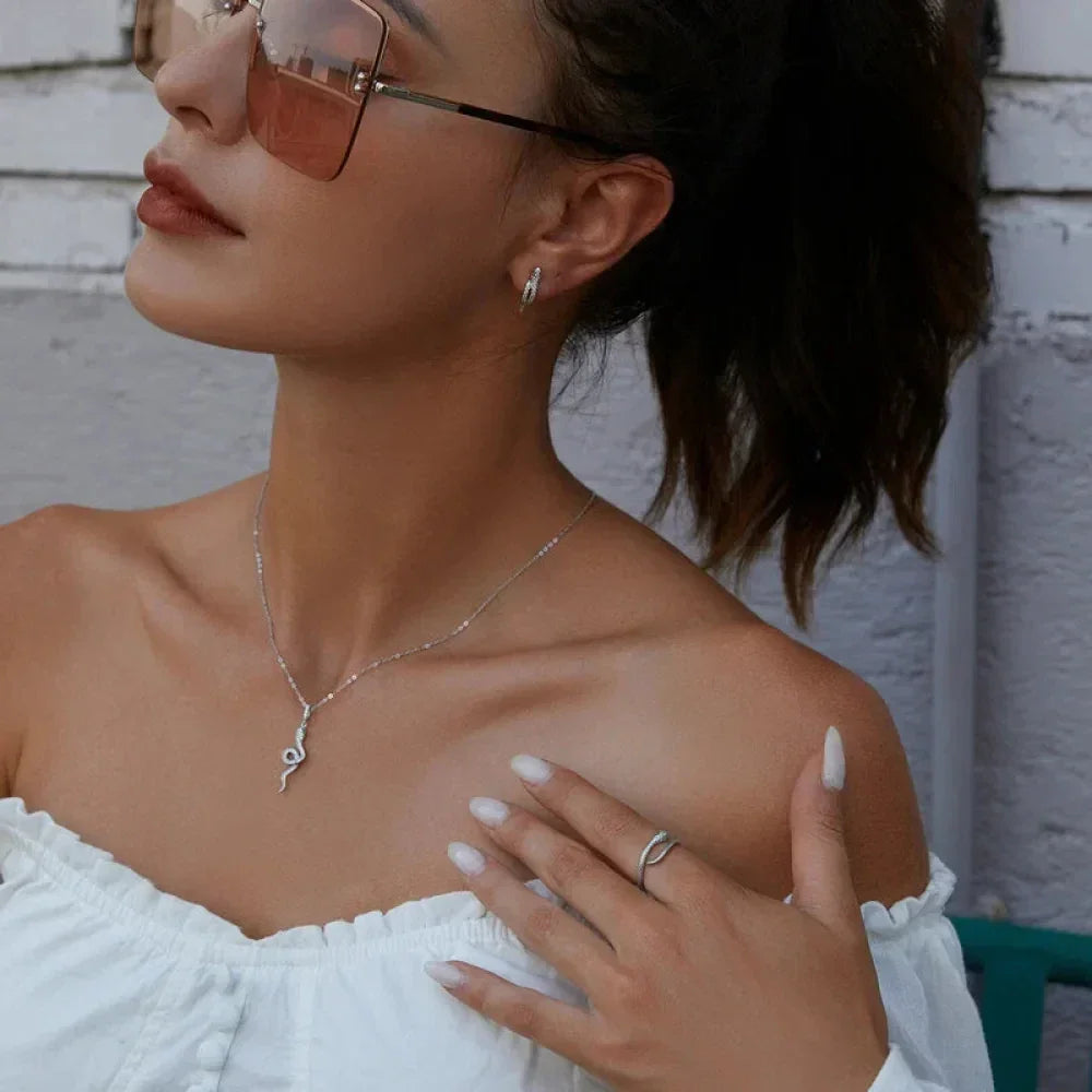 Captivating Beauty: Vintage Sterling Silver Snake Jewelry Set With Crystals - Velora Luxury Fashion