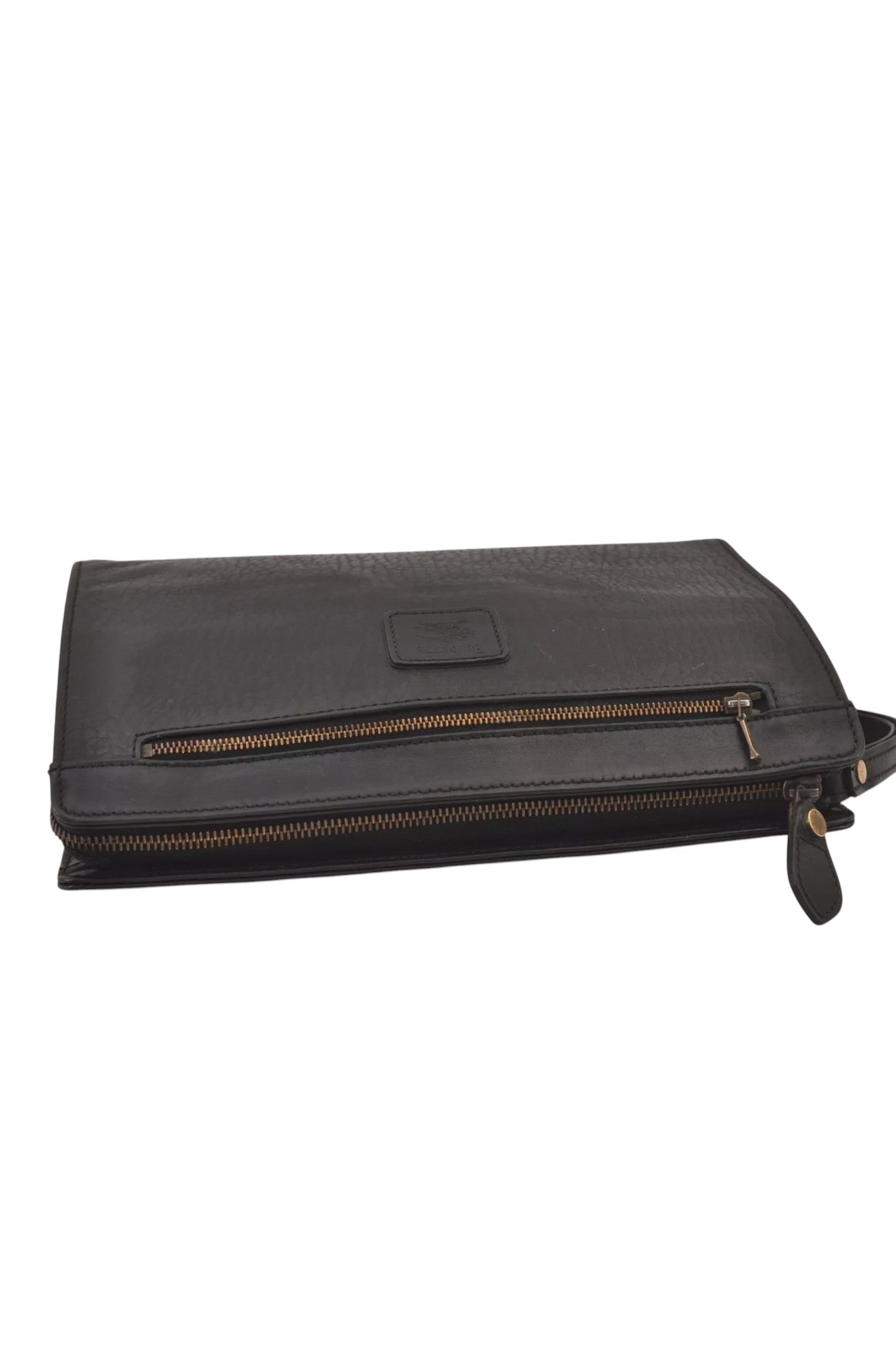 Authentic Burberrys Vintage Leather Clutch Hand Bag Purse Black 6538L - Velora