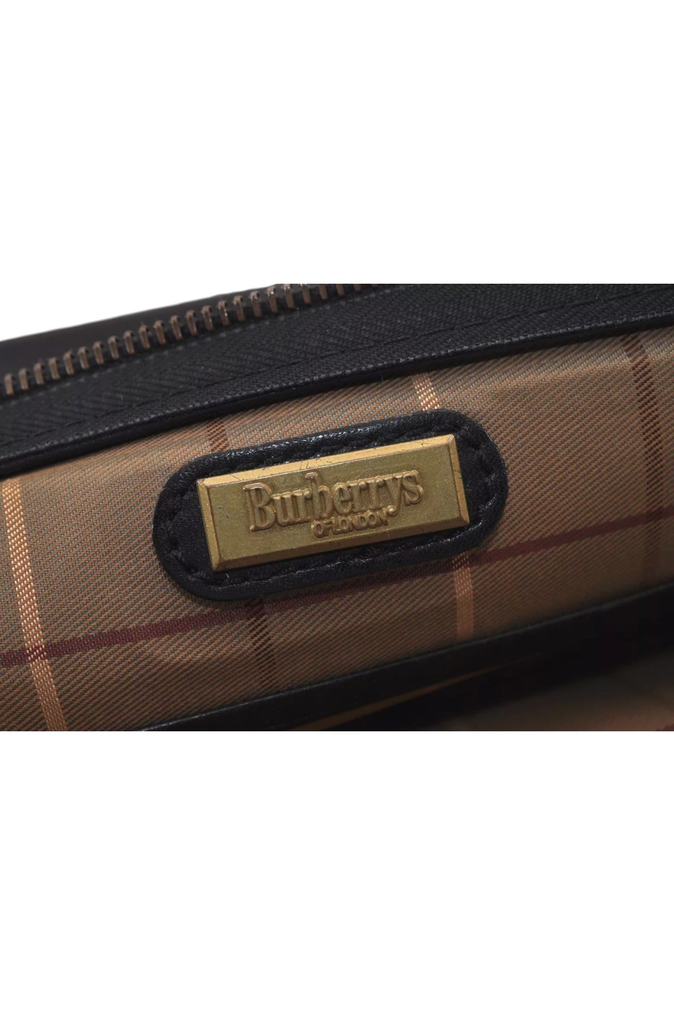 Authentic Burberrys Vintage Leather Clutch Hand Bag Purse Black 6538L - Velora