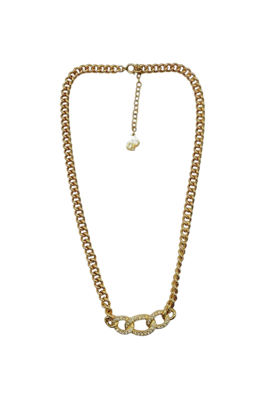 Auth Christian Dior CD logo/Rhinestone Pendant Necklace SK010207 - Velora
