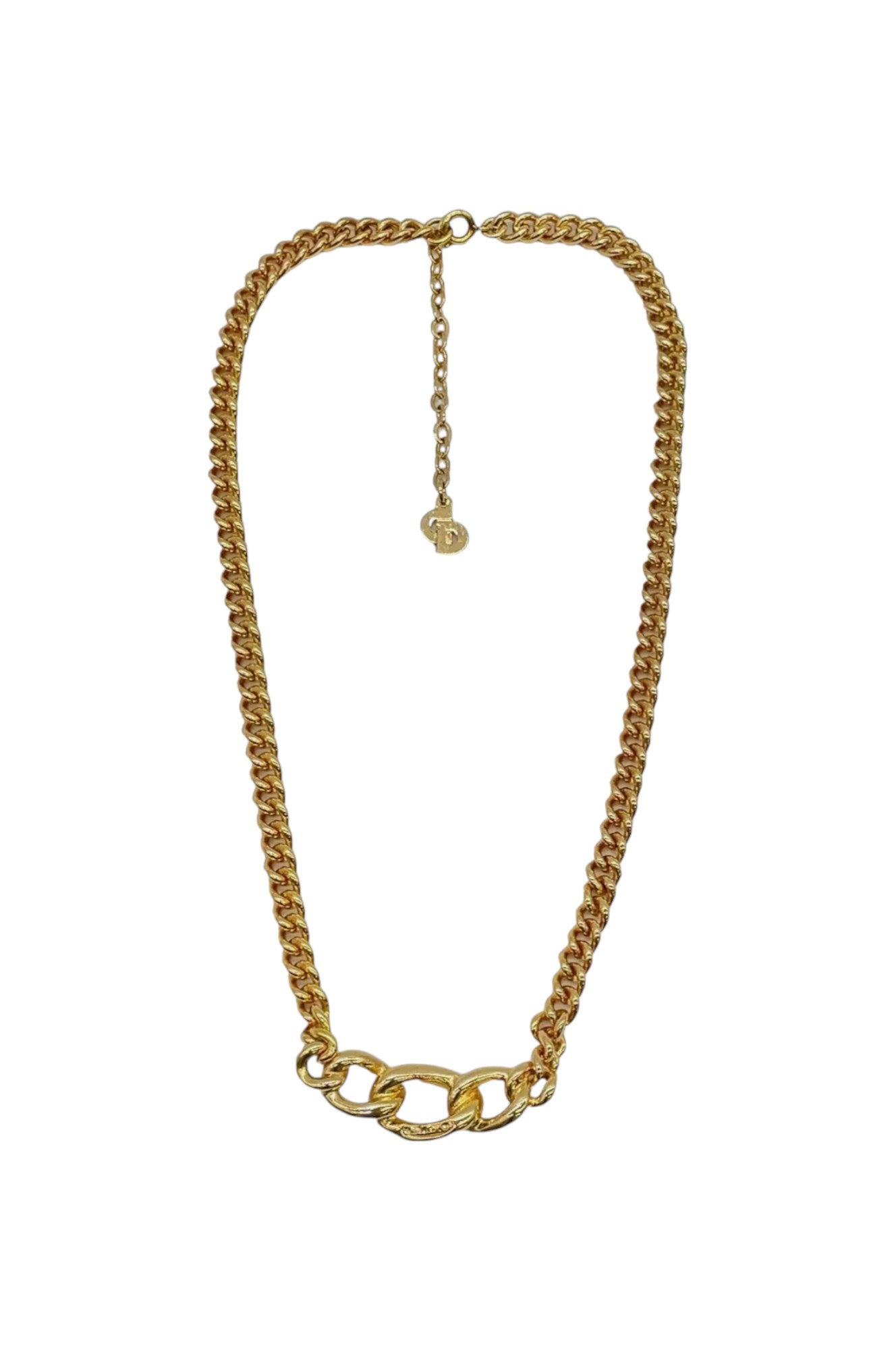 Auth Christian Dior CD logo/Rhinestone Pendant Necklace SK010207 - Velora