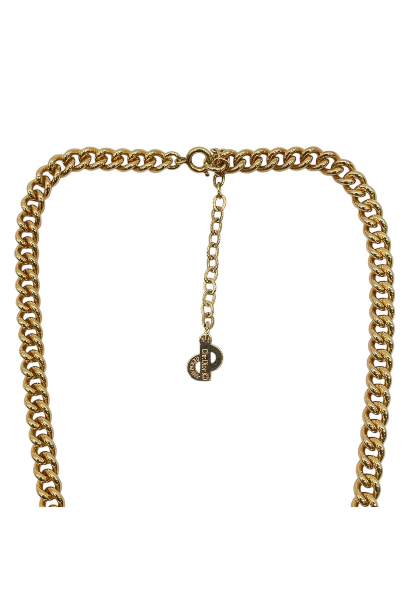 Auth Christian Dior CD logo/Rhinestone Pendant Necklace SK010207 - Velora