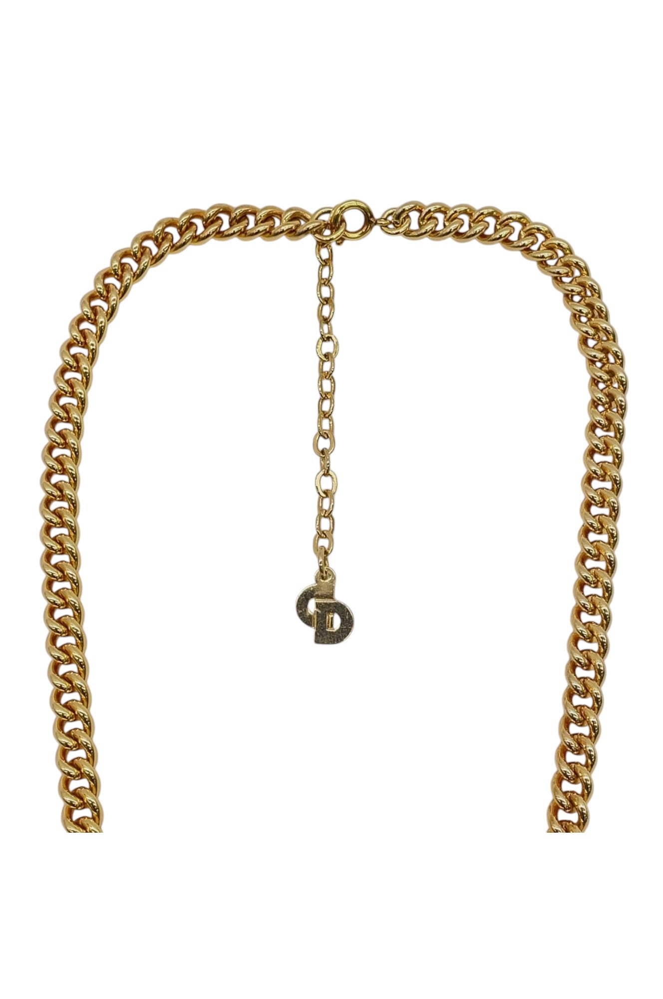 Auth Christian Dior CD logo/Rhinestone Pendant Necklace SK010207 - Velora