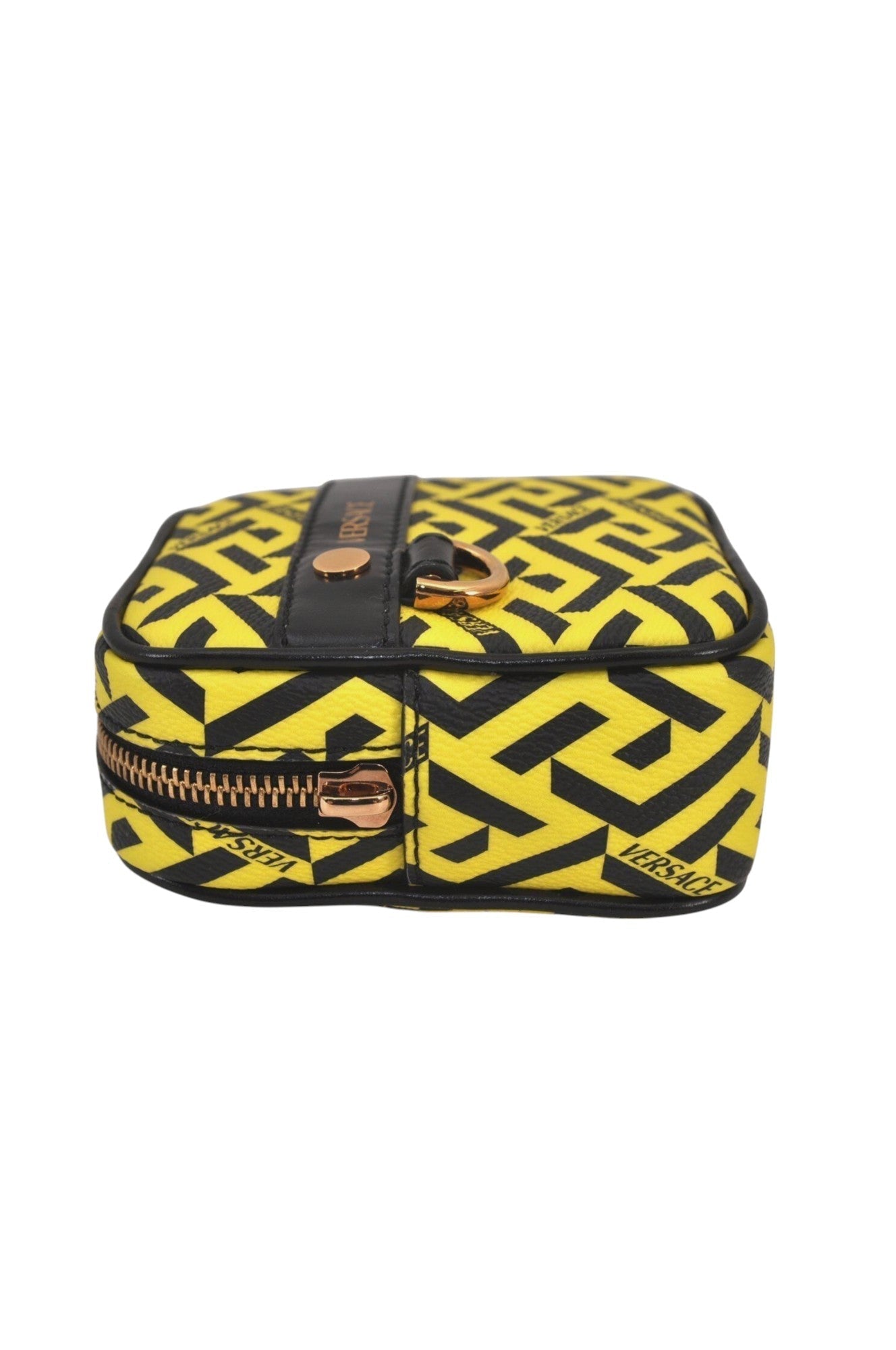 Authentic VERSACE La Greca Vintage Leather Pouch Purse Yellow Box Junk 7524L - Velora