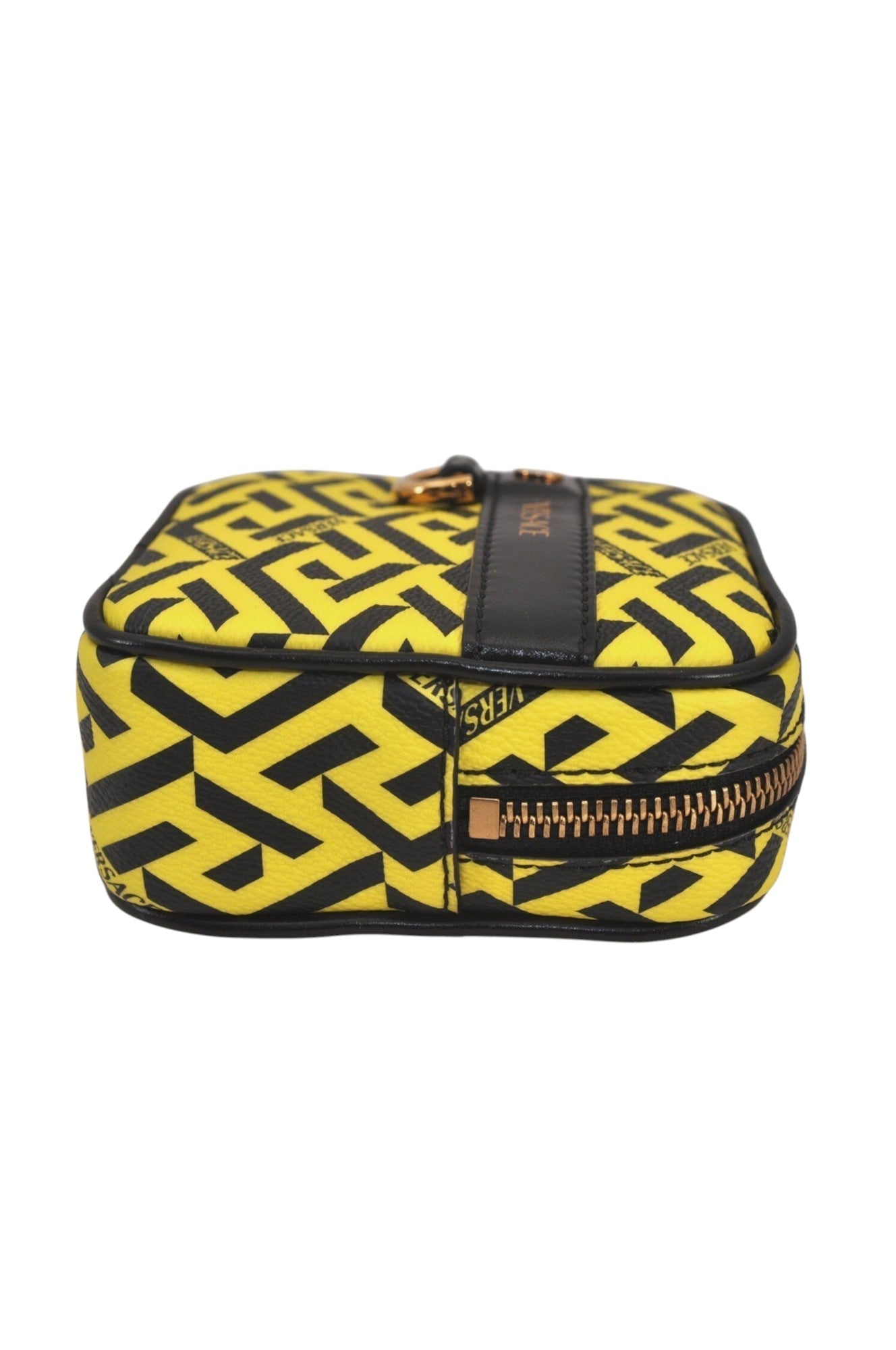 Authentic VERSACE La Greca Vintage Leather Pouch Purse Yellow Box Junk 7524L - Velora